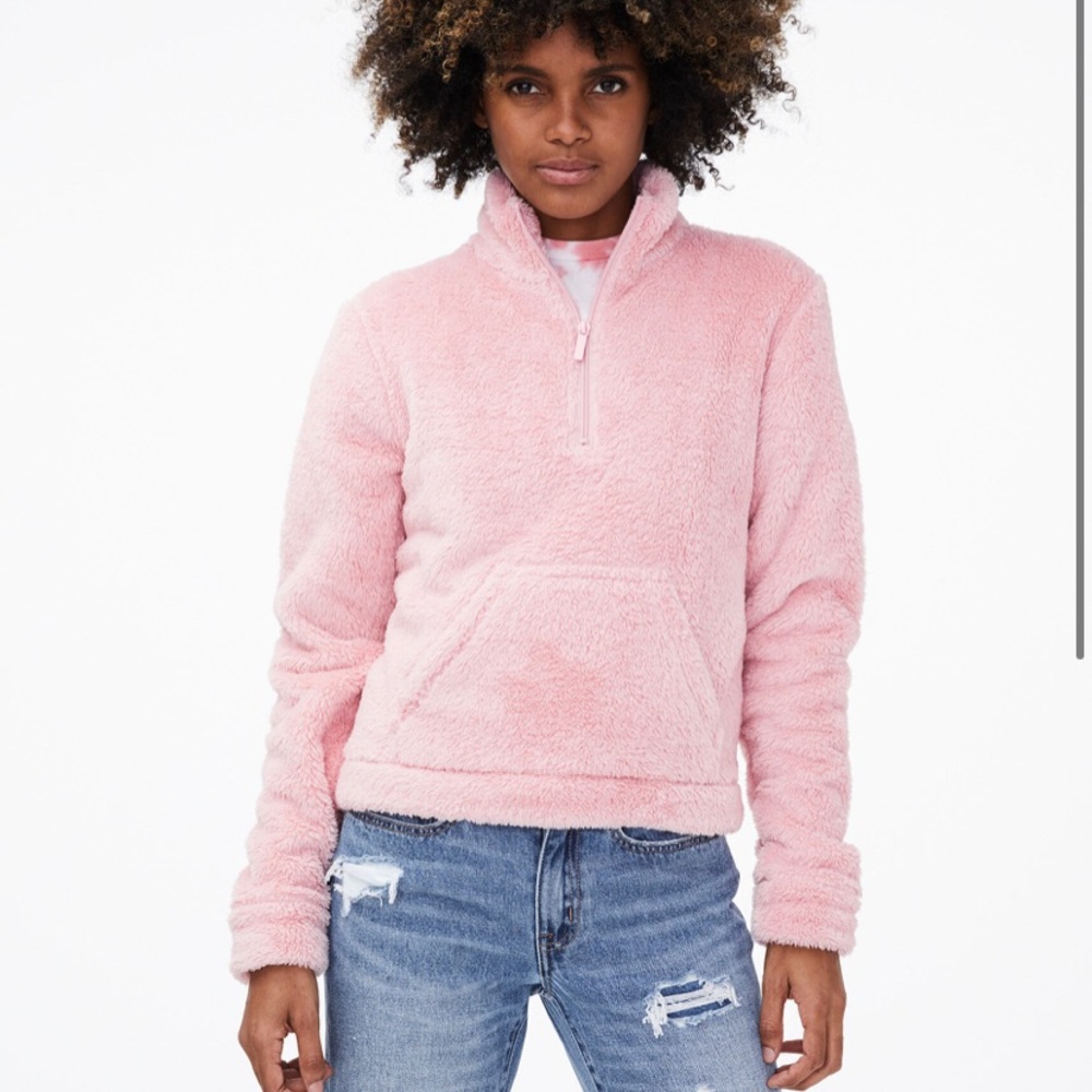 Brand new pink Aeropostale half zip pull over